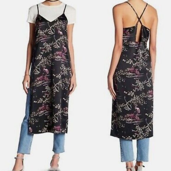 Melrose and Market Nordstrom Longline Camo Kimono Silky Tank Top Size Small - Picture 1 of 11